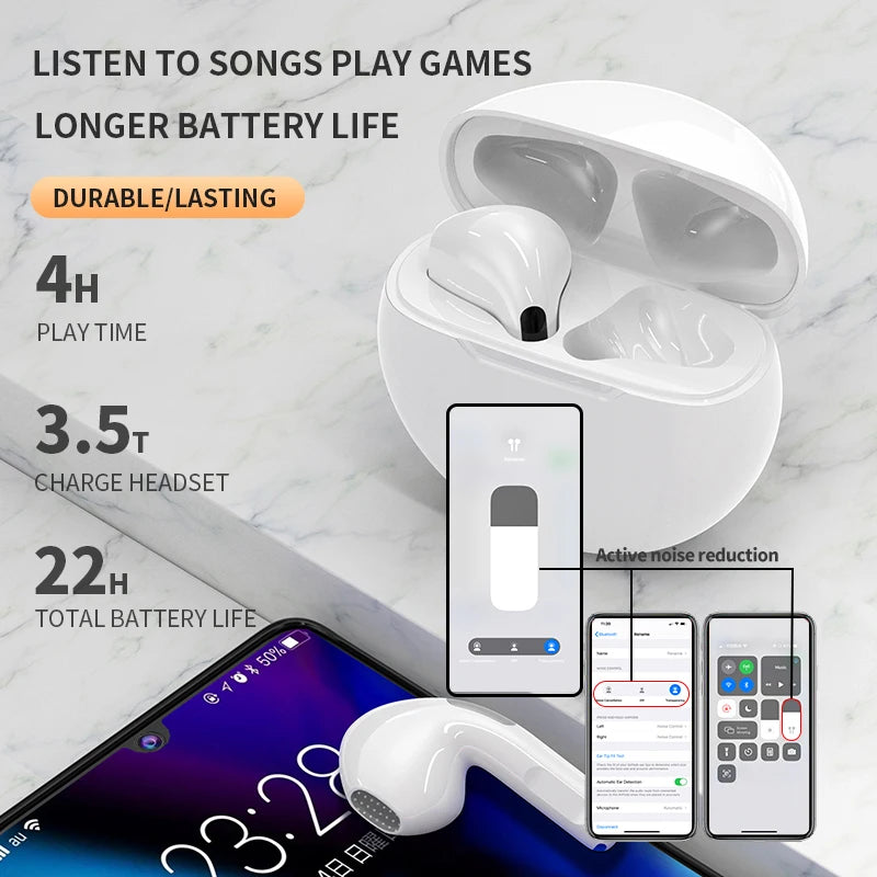 NEW Original Air Pro 6 TWS Wireless Headphones Fone Bluetooth Earphones Mic Pods In Ear Earbuds Earbuds sport Headset For Xiaomi