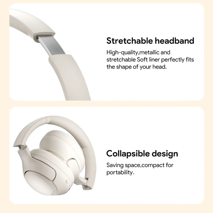 QCY H3 ANC Wireless Headphones 43dB Hybrid Active Noise Cancellation Headset Bluetooth 5.4 Hi-Res Audio Earphones 60H Playtime