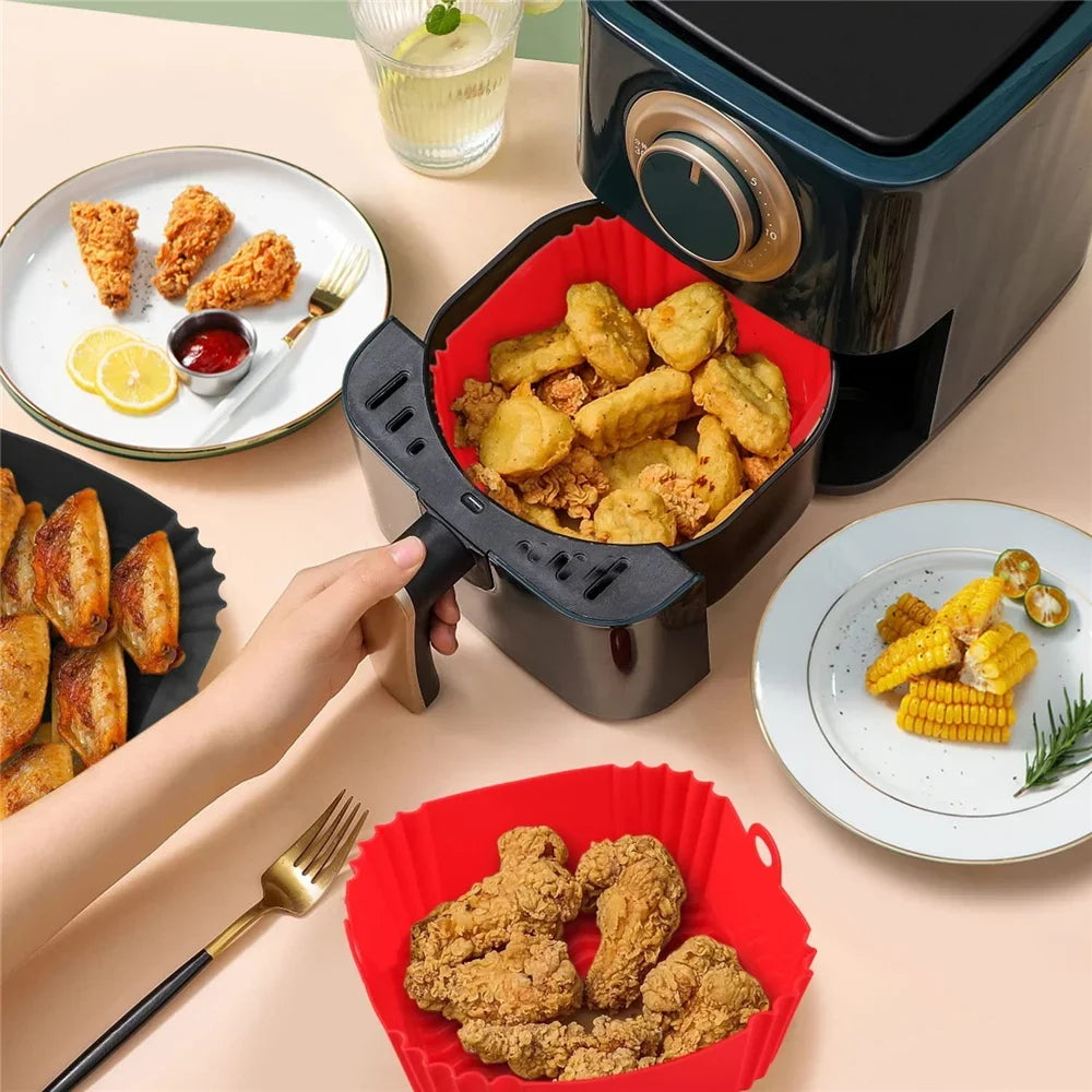 Forro de silicone antiaderente reutilizável para Air Fryer e bandeja para assar