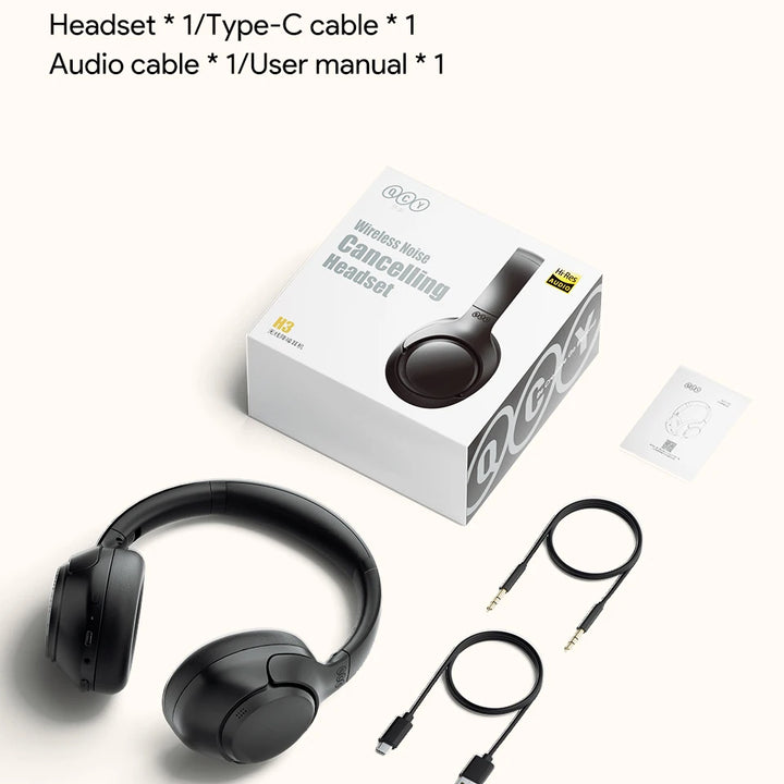 QCY H3 ANC Wireless Headphones 43dB Hybrid Active Noise Cancellation Headset Bluetooth 5.4 Hi-Res Audio Earphones 60H Playtime