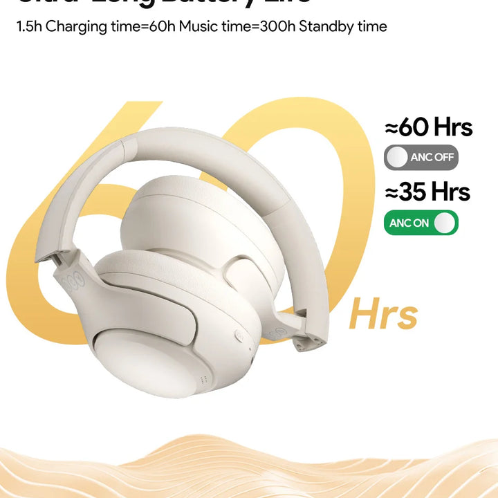 QCY H3 ANC Wireless Headphones 43dB Hybrid Active Noise Cancellation Headset Bluetooth 5.4 Hi-Res Audio Earphones 60H Playtime