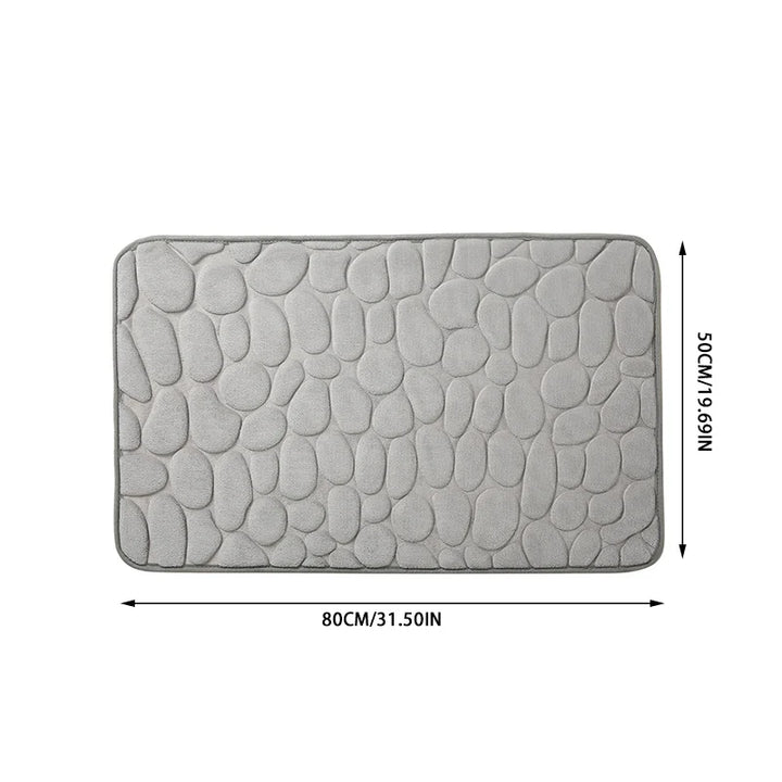 Embossed Pebble Bath Rug, Memory Foam Absorbent Floor Mat, Non-Slip Door Rug, Indoor Floor Mat, Bathroom Accessories